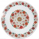 24" White Marble Coffee Table Top Carnelian Malachite Inlay Home Kitchen Decor 24" White Marble Coffee Table Top Carnelian Malachite Inlay Home Kitchen Decor