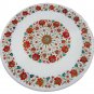 24" White Marble Coffee Table Top Carnelian Malachite Inlay Home Kitchen Decor