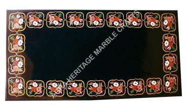 4'x2' Black Marble Countertops Table Stunning Inlay Design Christmas Decor E484