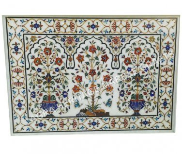 4'x3' Marble Center Dining Table Top Handicraft Inlay Multi Floral Decor E1508