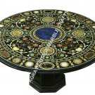 36" Black Marble Dining Elegant Table Top With Stand Pietra Dura Inlay Art H3449 36" Black Marble Dining Elegant Table Top With Stand Pietra Dura Inlay Art H3449