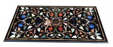 48"x24" Black Marble Table Coffee Top Handmade Inlay Room Hallway Decor