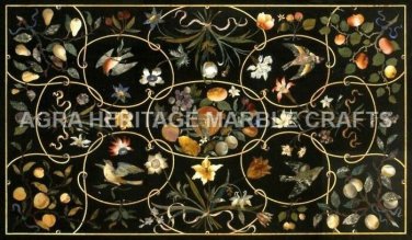 5'x3' Contemporary Marble Top Dining Table Inlay Bird Floral Work Decor H5098A