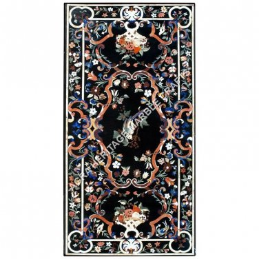 6'x3' Black Marble Dining Room Living Table Top Collectible Inlay Art Decor E640