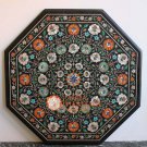 26" Black Marble Decorative Coffee Table Top Semi Precious Inlay Stone Art E1680 26" Black Marble Decorative Coffee Table Top Semi Precious Inlay Stone Art E1680
