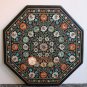 26" Black Marble Decorative Coffee Table Top Semi Precious Inlay Stone Art E1680