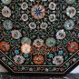 26" Black Marble Decorative Coffee Table Top Semi Precious Inlay Stone Art E1680