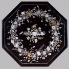 Black Marble Top Coffee Table Mother Of Pearl Inlay Outdoor Decorate Home H3842