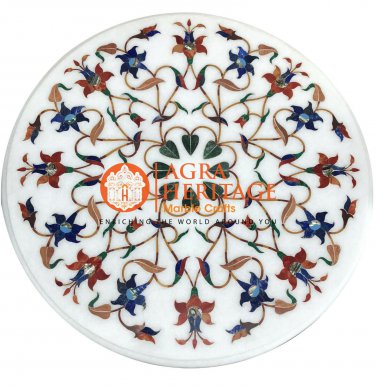 Marble Office Center Side Table Top Marquetry Stunning Inlay Living Decor H4395