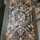 Black Marble Center Conference Table Top Marquetry Fine Floral Inlay Decor E542
