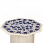White Marble Table With Stand Lapis Lazuli Floral Marquetry Inlay Decor H3546