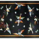Black Marble Dining Center Table Top Multi Bird Inlay Stone Patio Decor H3852