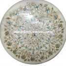 Round Coffee Table Marble Top Inlay Turquoise Marquetry Patio Decor Mosaic H918