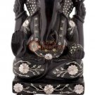 15" Marble Black Top Ganesha Sculpture Mop Inlay Stone Art Thanksgiving Gift