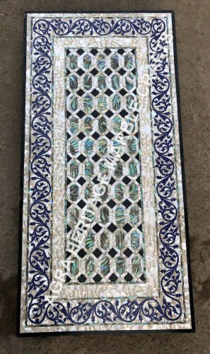 6'x3' Inlaid Top Dining Marble Table Pauashell Lapis Inlay Furniture Decor E769A