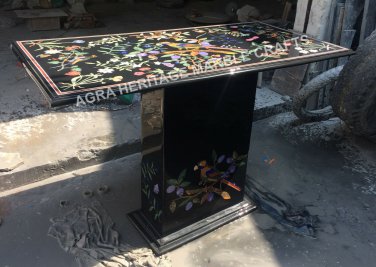 4'x2' Dining Table With Marble Top In India With Stand Parrot Floral Decor E380