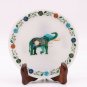 Semi Precious Stone Inlay Work Collectible Plate Food Plate Elegant Elephant Art
