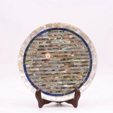 Round Shape Marble Table Top Hand Made Collectible Plate for Home Decor Gift Her