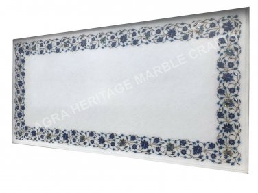 Marble Dining Table Top Lapis Lazuli Inlay Floral Marquetry Christmas Eve E1503