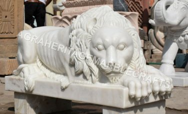 Exclusive Marble Lion Statue Handmade Art Home Showpiece Outdoor Decor E1104
