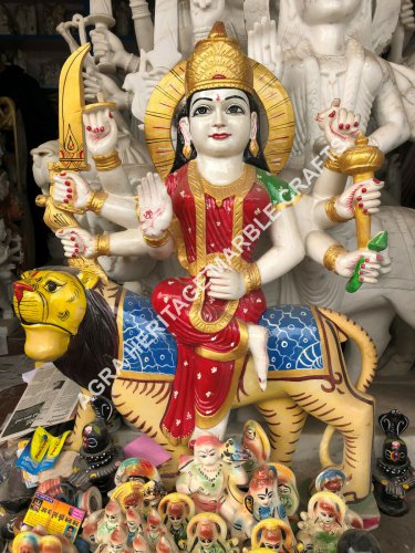 24" Durga Maa Idol Marble Statue Hand Painted Art Hinduism Gift Home Decor E1168