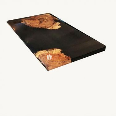 Black Resin Wooden Custom Corridor Table Top Handmade Collectible Furniture Deco