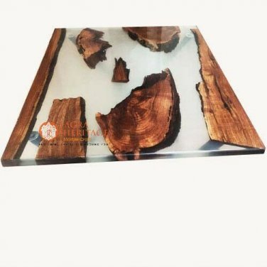 Clean Resin Epoxy Wooden Dining Conference Table Top Handmade Designer Furniture