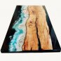 Deep Blue Resin River Epoxy Dining Conference Table Top Handmade Interior Decor