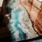 Deep Blue Resin River Epoxy Dining Conference Table Top Handmade Interior Decor
