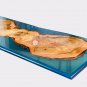 Clear Blue Transparent Resin Wooden Dining Conference Table Top Living Room Deco