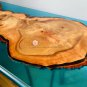 Clear Blue Transparent Resin Wooden Dining Conference Table Top Living Room Deco