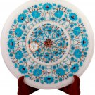 15"x15" Marble Coffee Table Top Turquoise Marquetry Floral Art Cyber Monday Gift