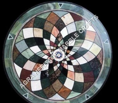 24" Marble Round Coffee Table Top Handmade Mosaic Inlay Arts Hallway Decor H3456
