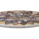 24" White Marble Coffee Center Table Top Multi Marquetry Inlay Patio Decor H4712