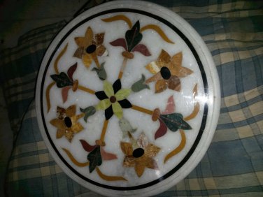 24" Marble Coffee Center Table Top Marquetry Inlay Stone Marquetry Hallway Decor