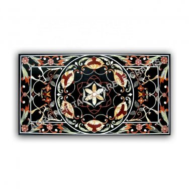 4'x2' Marble Black Center Dining Table Marquetry Inlay Furniture Decor E969