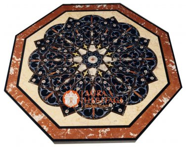 36" Marvelous Marble Dining Hallway Table Top Unique Inlay Design Decor H5674A