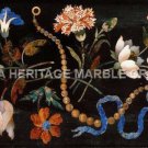 3'x2' Black Marble Dining Top Table Floral Marquetry Inlay Furniture Decor H5070