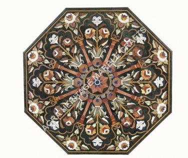 36" Marble Black Octagon Dining Hallway Table Top Inlay Collectible Decor E937