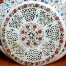 24" White Marble Filigree Coffee Center Top Table Multi Floral Inlay Decor E1050