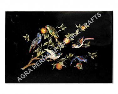 4'x2' Exclusive Marble Dining Center Table Top Marquetry Inlay Bird Arts H4711
