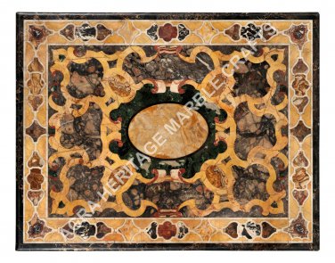 4'x2' Black Marble Dining Center Table Top Scagliola Inlay Furniture Decor H4799