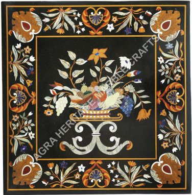 36" Marble Black Dining Center Table Top Beautiful Inlay Design Decor Art H5671A