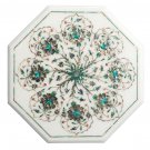 Marble Coffee Center Table Top Turquoise Pauashell Malachite Inlay Decor H2697