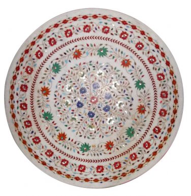 3'x3' White Marble Round Dining Top Table Carnelian Inlay Art Wedding Gift H901