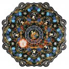 Black Marble Octagonal Dining Table Top Lapis Turquoise Floral Furniture E1589