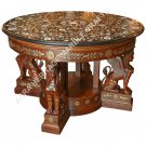 48" Black Round Dining Exclusive Table Top Pietra Dura Inlay Living Decor E625