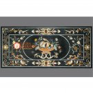 Black Marble Center Conference Table Top Inlay Birds Floral Art Decorative E1620