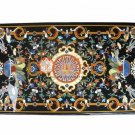 Marble Black Center Dining Table Top Marquetry Inlay Stone Decor |6'x3' E1672