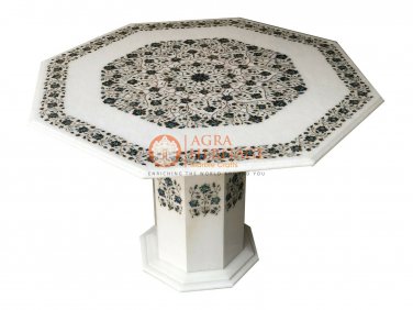 42" Marble Dining Center Table Top With Stand Pauashell Inlay Garden Decor E361A